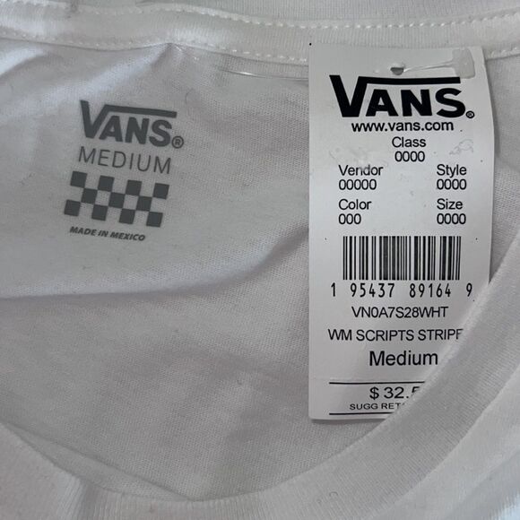 VANS Scripts Stripe Crop T Shirt NWT - Picture 6 of 8